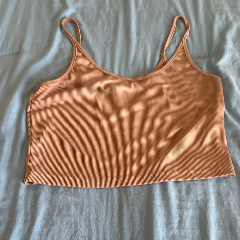 Peach Ribbed Crop Top